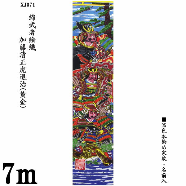 のぼり旗 7m 節句幟 綿武者絵幟のみ「加藤清正虎退治 XJ071(黄金)」 家紋・名前入サービス 送料無料 五月節句 小林捺染 フジサン鯉 幟旗