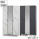 ワードローブ クローゼット ミラー 鏡 洋服収納 洋服掛け 開梱設置 幅99cm 高さ190cm コート掛け ハンガーラック 99WDグース WHホワイト石目柄...
