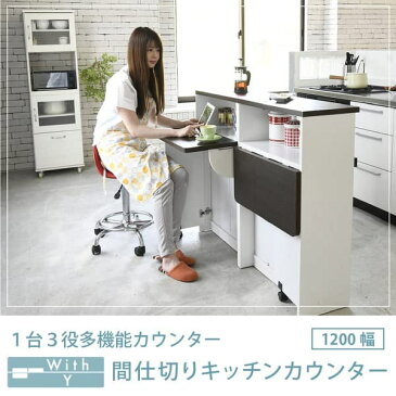 【ポイント10倍 6日(火)10:00から】【送料無料】間仕切り キッチンカウンター 幅120 カウンター収納 キッチンボード キッチンカウンター アイランドカウンター キッチン収納 バタフライ テーブル 折りたたみ 食器棚 収納 棚 両面 使用可能 120センチ 120