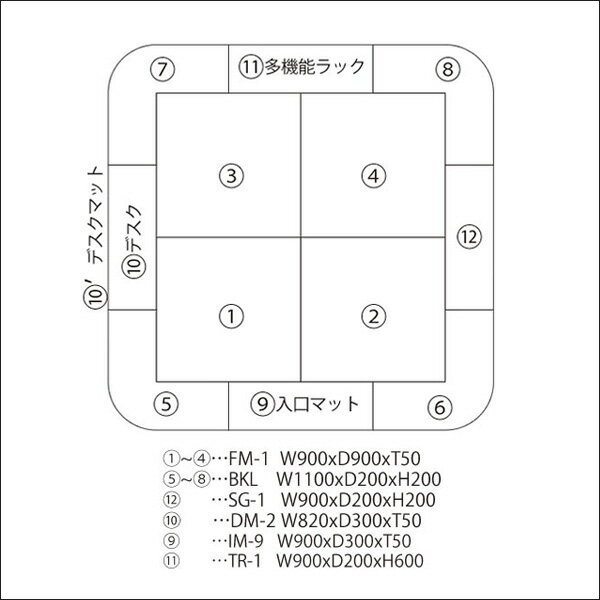 【 キッズコーナー 激安 】 バンビファンシーセット 交通マット・Rコーナーセット 2畳 BCK22 （多機能ラック・デスク・デスクマット・入口マット） ベビー かわいい フロアマット キッズスペース