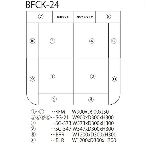 【 キッズコーナー 激安 】 バンビファンシーセット 交通マット・角・Rサイドガード 2畳 BFCK24 （絵本ラック・おもちゃばこ付） ベビー かわいい フロアマット キッズスペース