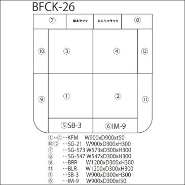 【 キッズコーナー 激安 】 バンビファンシーセット 交通マット・角・Rサイドガード 2畳 BFCK26 （絵本ラック・おもちゃばこ・シューズボックス・入口マット付） 送料無料 ベビー かわいい フロアマット キッズスペース