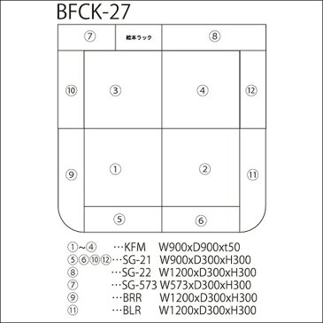 【 キッズコーナー 激安 】 バンビファンシーセット 交通マット・角・Rサイドガード 2畳 BFCK27 （絵本ラック・入口マット付） 送料無料 ベビー かわいい フロアマット キッズスペース