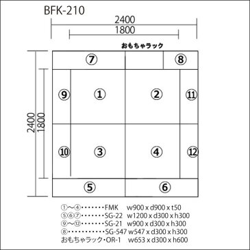 【 キッズコーナー 激安 】 バンビファンシーセット 交通マット・角サイドガード 2畳 BFK210 （おもちゃばこ付） 送料無料 ベビー かわいい フロアマット キッズスペース