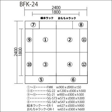 【 キッズコーナー 激安 】 バンビファンシーセット 交通マット・角サイドガード 2畳 BFK24 （絵本ラック・おもちゃばこ付） 送料無料 ベビー かわいい フロアマット キッズスペース