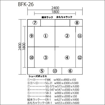 【 キッズコーナー 激安 】 バンビファンシーセット 交通マット・角サイドガード 2畳 BFK26 （絵本ラック・おもちゃばこ・シューズボックス・入口マット付） ベビー かわいい フロアマット キッズスペース