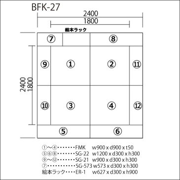 【 キッズコーナー 激安 】 バンビファンシーセット 交通マット・角サイドガード 2畳 BFK27 （絵本ラック・入口マット付） 送料無料 ベビー かわいい フロアマット キッズスペース