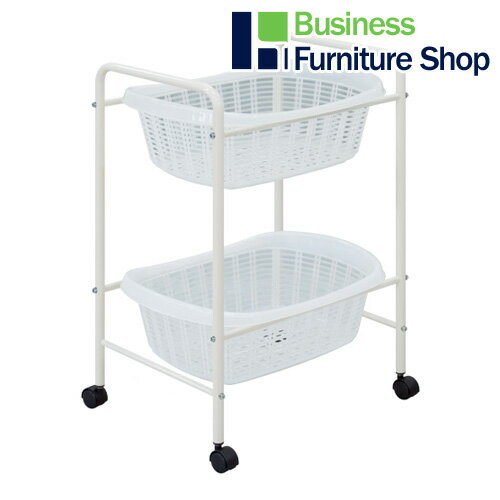 ★脱衣ワゴン 2段 TB-73-06 ホワイト(オフィス 事務所)