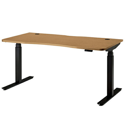 ●デスク W1400・D800●カラー：ミディアムウッド／ブラック●働く姿勢が自由になると、身体が喜ぶ、仕事がはかどる。●外形寸法：W1340・D775・H650mm●天板下有効寸法：560-1160mm●材質：天板=メラミン樹脂化粧板、天...