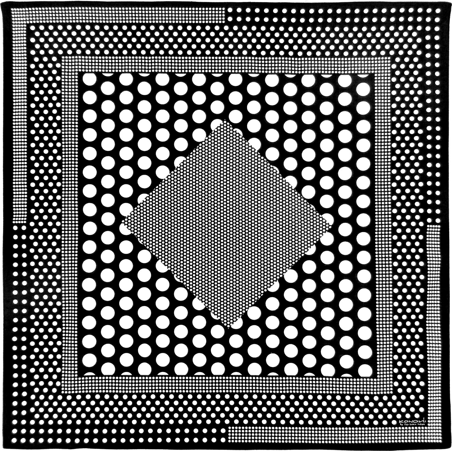 風呂敷 KONOMI 大判 hu 【ポルカドット・ブラック】 97cm 綿100％風呂敷専門店 大風呂敷 名入 家紋入 モノトーン モダン 水玉 ギフト 有職 ストール テーブルクロス こたつカバー 布団かけ クッションカバー エコバック 風呂敷バッグ 2