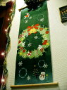 手ぬぐい k 【クリスマスリース】 34cm×90cm 綿100% てぬぐい クリスマス サンタ ツリー 冬 縦柄 晒 綿 タペストリー インテリア お弁当 お土産 お祝い ギフト