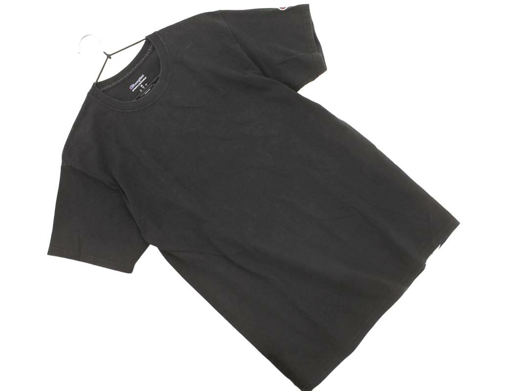 ネコポスOK Champion チャンピオン ワッペン Tシャツ sizeM/黒 ■◆ ☆ fda8 メンズ【USED】【中古】【古着】【ブランド古着買取・販売ABJ】