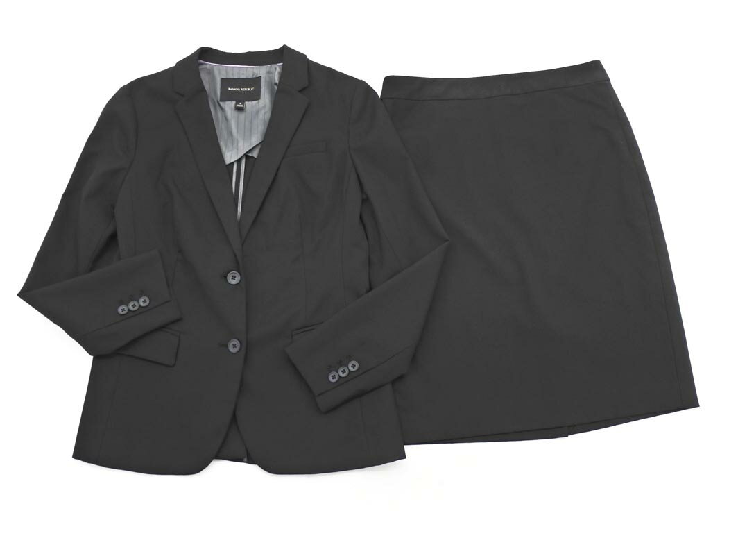 BANANA REPUBLIC バナナリパブリック セットアップ ジャケット スカート スーツ size4/黒 ■■ ☆ fka4 レ..