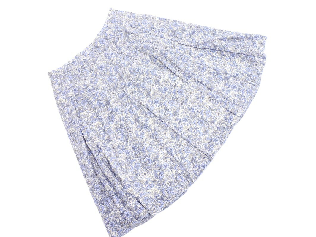 ネコポスOK AMACA アマカ シフォン 花柄 タック フレア スカート size38/グレーx青 ■◇ ☆ fhc5 レディース【USED】【中古】【古着】【ブランド古着買取・販売ABJ】