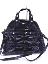 FRANCESCO BIASIA フランチェスコ ビアジア エナメル レザー 2WAY ハンド バッグ 黒 ■■ ☆ eda1 レディース【USED】【中古】【古着】【ブランド古着買取・販売ABJ】