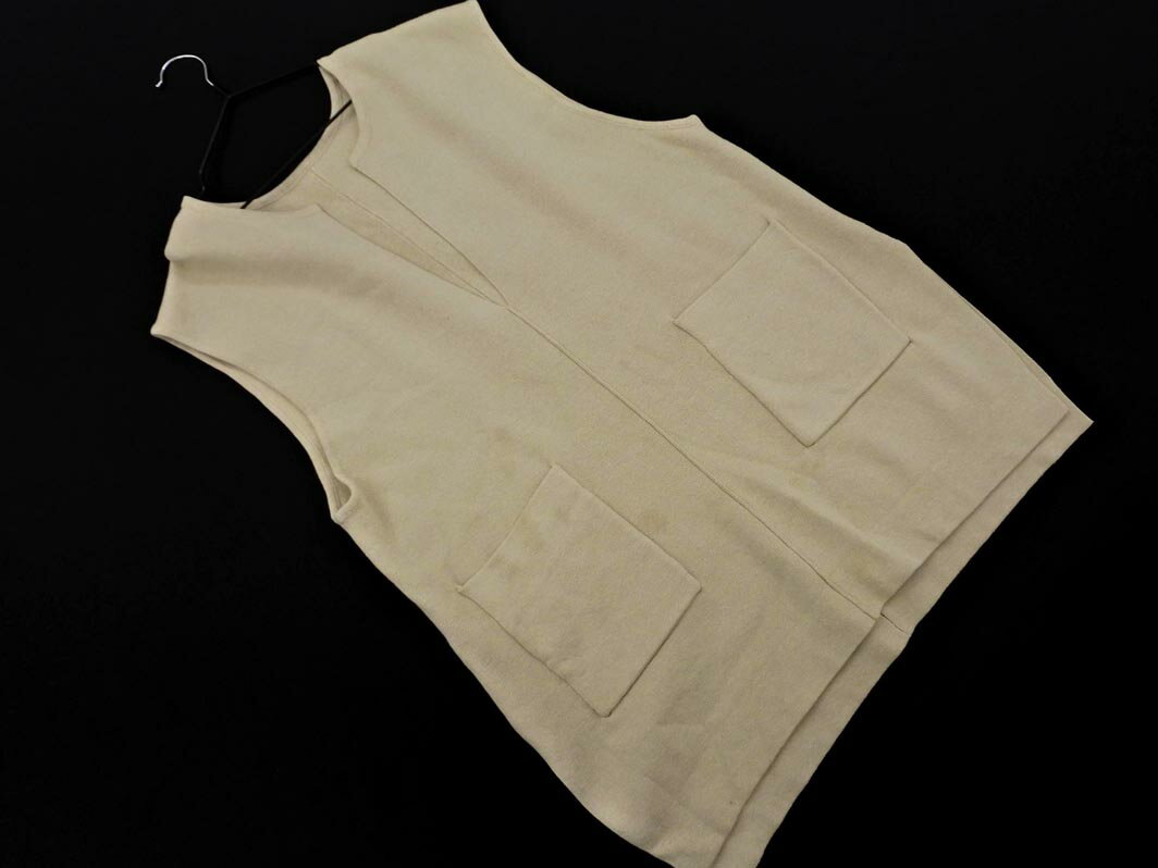 SENSE OF PLACE センスオブプレイス アーバンリサーチ キーネック ニット ベスト sizeOne/ベージュ ◇■ ☆ fab4 レディース【USED】【中古】【古着】【ブランド古着買取・販売ABJ】