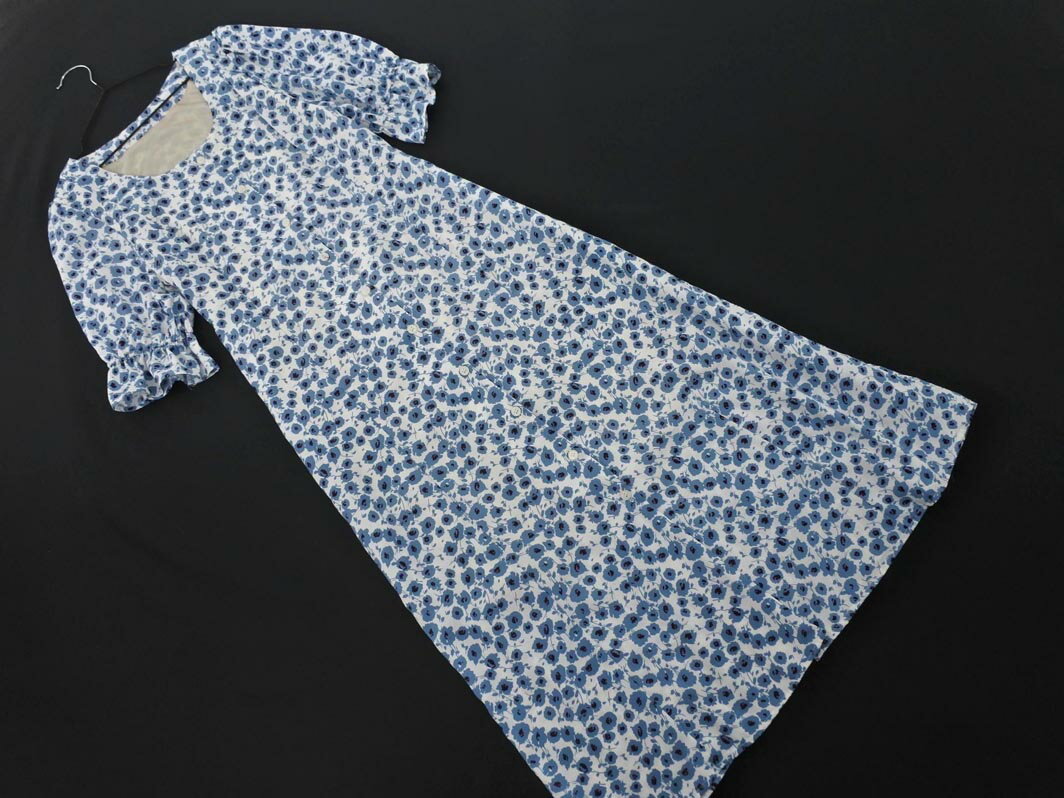 FREE'S MART フリーズマート 花柄 ロング ワンピース sizeFR/白x青 ■◆ ☆ fea7 レディース【USED】【中古】【古着】【ブランド古着買取・販売ABJ】