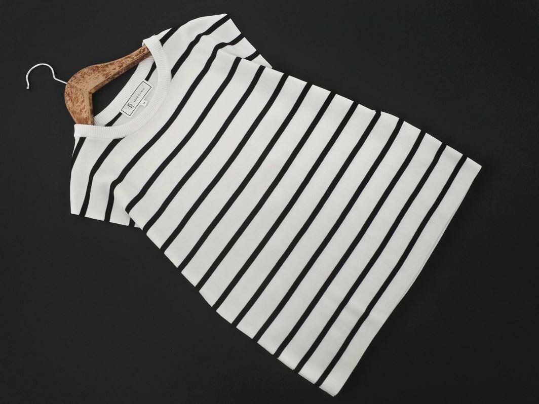 ネコポスOK Rope Picnic ロペピクニック ボーダー ノースリーブ ニット セーター size38/白x黒 ■◆ ☆ fed0 レディース【USED】【中古】【古着】【ブランド古着買取・販売ABJ】