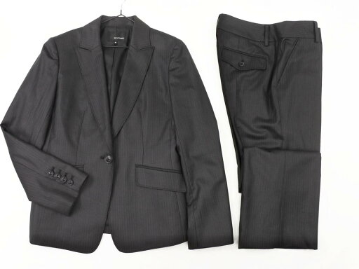 22 OCTOBRE 22 オクトーブル ストライプ センタープレス加工 セットアップ ジャケット パンツ スーツ size38/黒 ■■ ☆ fgd1 レディース【USED】【中古】【古着】【ブランド古着買取・販売ABJ】 22 OCTOBRE 22 オクトーブル ストライプ センタープレス加工 セットアップ ジャケット パンツ スーツ size38/黒 ■■ ☆ fgd1 レディース【USED】【中古】【古着】【ブランド古着買取・販売ABJ】