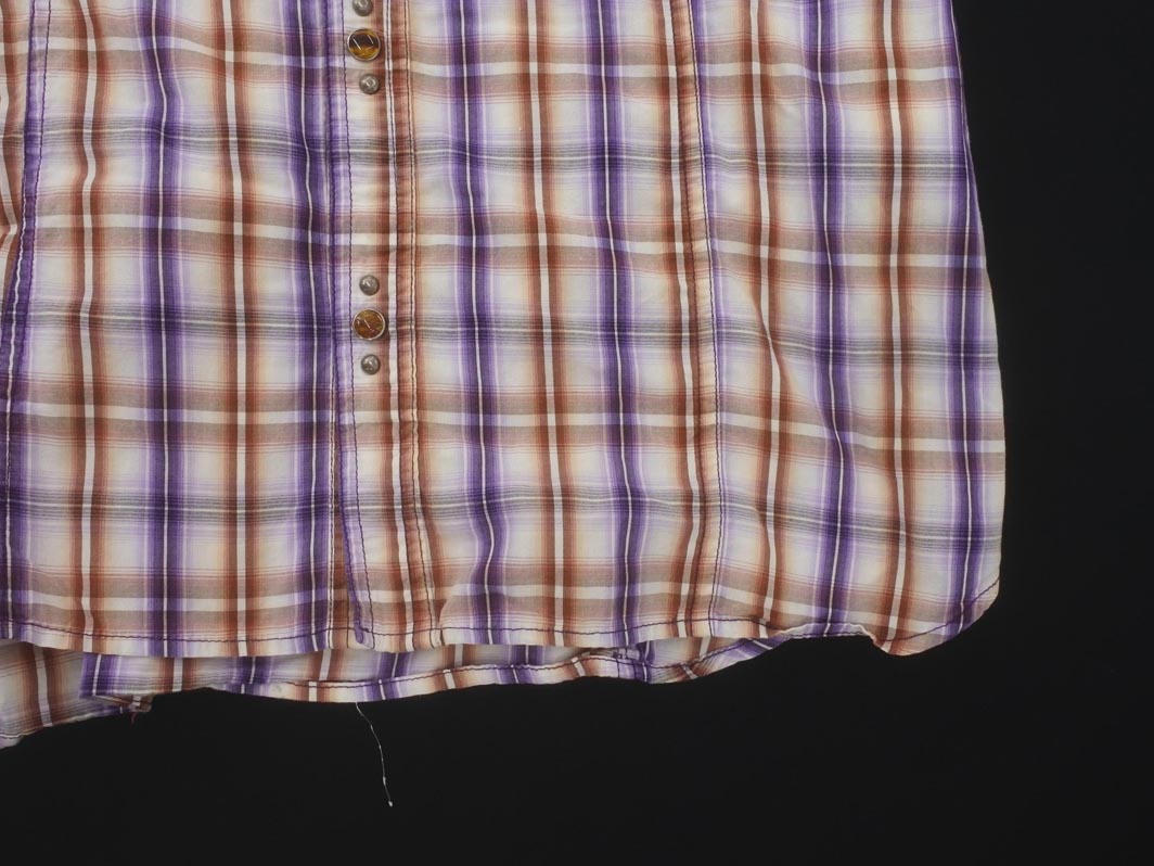 NICOLE CLUB ニコルクラブ チェック 半袖 シャツ size48/紫x茶 ■◆ ☆ fgd0 メンズ【USED】【中古】【古着】【ブランド古着買取・販売ABJ】