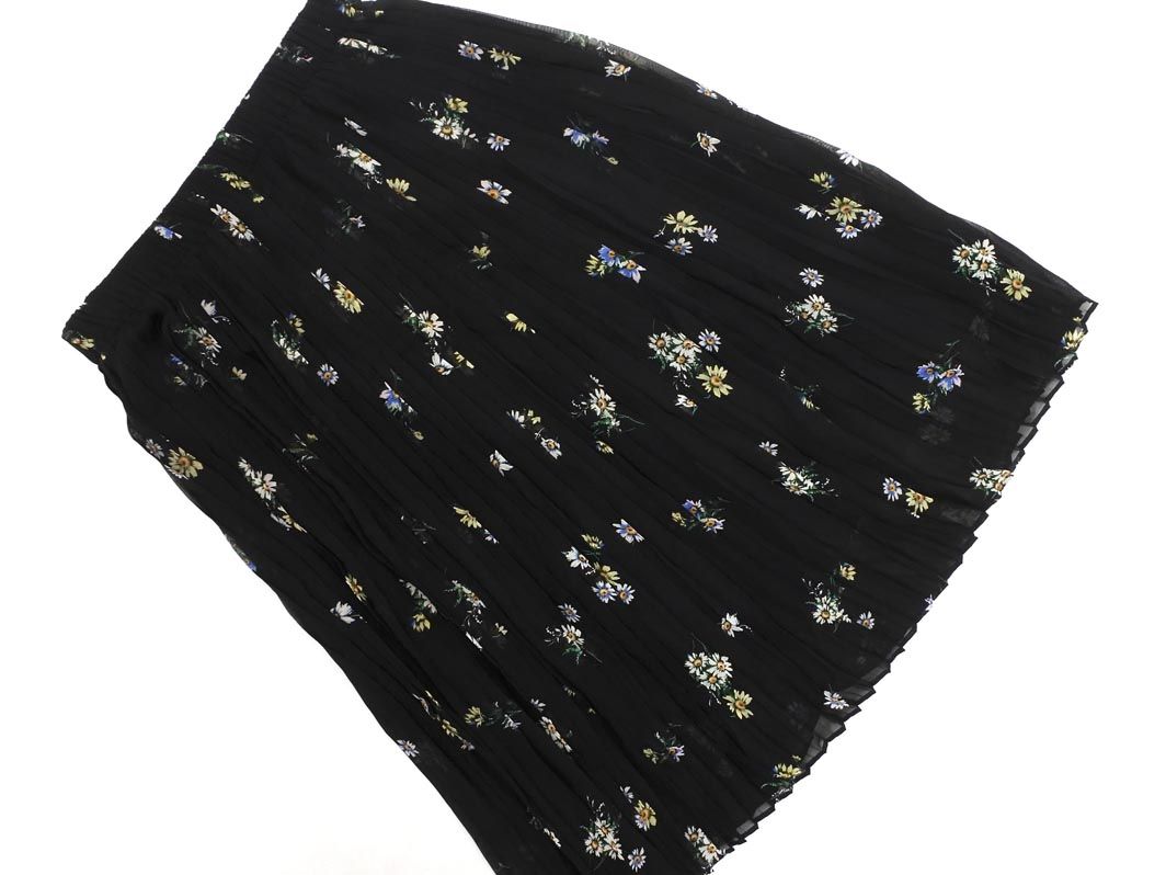 ZARA TRF ザラ トラファ シフォン 花柄 プリーツ スカート sizeXS/黒 ■◇ ☆ ebc1 レディース【USED】【中古】【古着】【ブランド古着買取 販売ABJ】