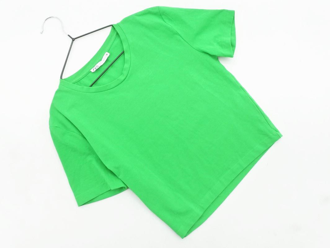 ネコポスOK ZARA ザラ クロップド Tシャツ sizeXS/緑 ■◆ ☆ dhb0 レディース【USED】【中古】【古着】【ブランド古着買取・販売ABJ】