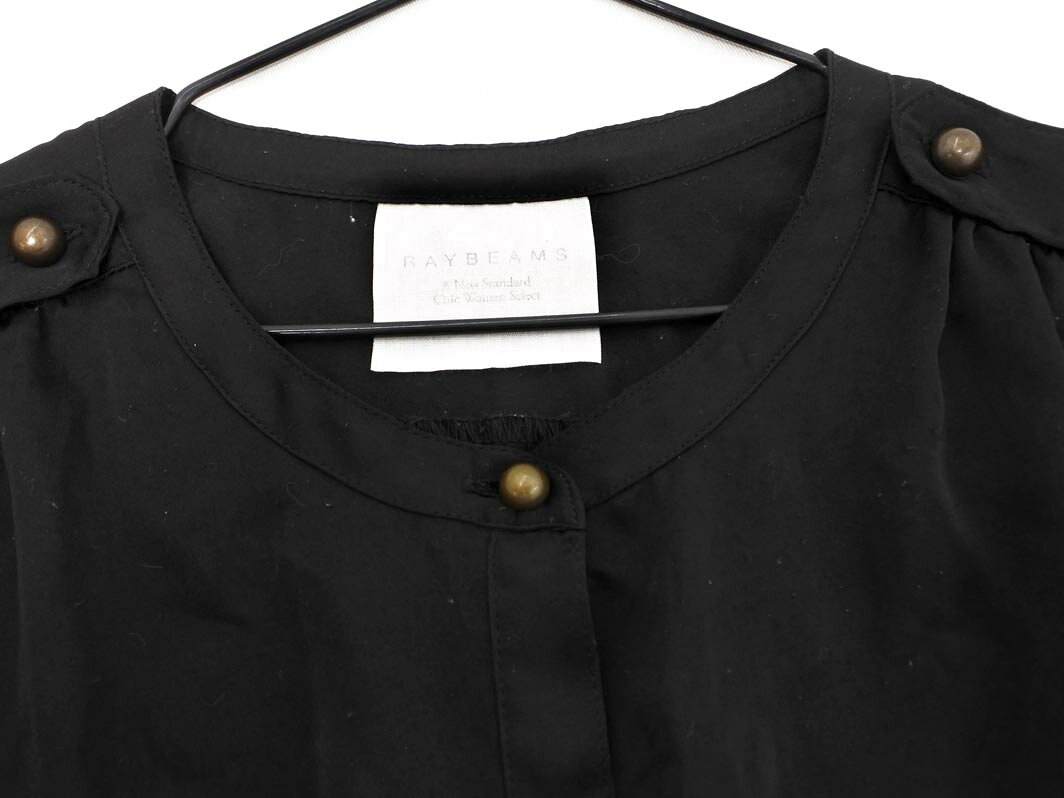 ネコポスOK Ray BEAMS レイビームス バンドカラー シャツ 黒 ■◇ ☆ geb5 レディース...