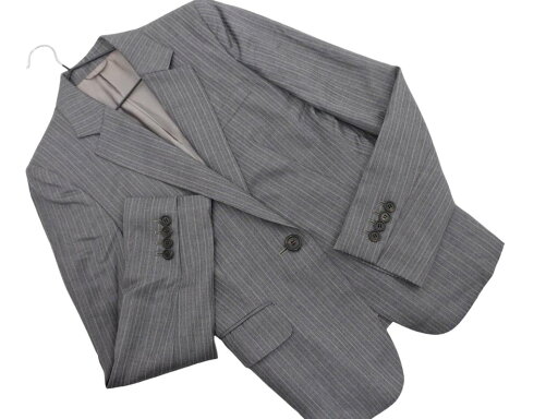 UNTITLED アンタイトル ウール混 ストライプ テーラード ジャケット size1/グレー ◇■ ☆ eka8 レディース【USED】【中古】【古着】【ブランド古着買取・販売ABJ】 UNTITLED アンタイトル ウール混 ストライプ テーラード ジャケット size1/グレー ◇■ ☆ eka8 レディース【USED】【中古】【古着】【ブランド古着買取・販売ABJ】