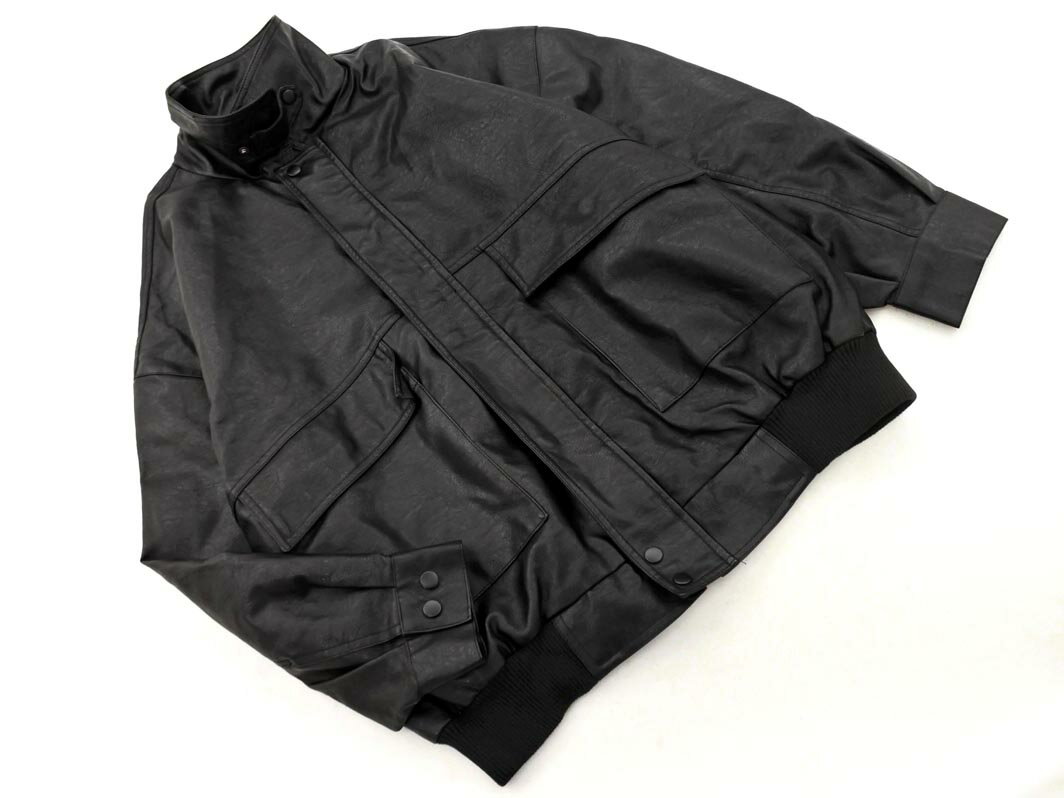 MNL MONO MART LADYS モノマート レディース フェイクレザー ブルゾン ジャケット sizeF/黒 ◇■ ☆ fkb1 レディース【USED】【中古】【古着】【ブランド古着買取・販売ABJ】