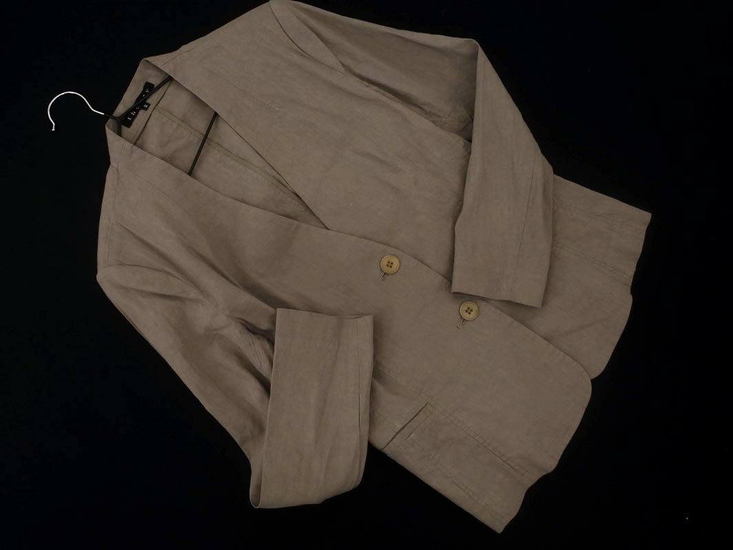 theory セオリー リネン混 ノーカラー ジャケット size2/モカ ■◇ ☆ fia5 レディース【USED】【中古】【古着】【ブランド古着買取・販売ABJ】(4)