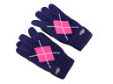 LACOSTE ラコステ アーガイル柄 手袋 濃紺 ◆■ ☆ fla5 レディース【USED】【中古】【古着】【ブランド古着買取・販売ABJ】