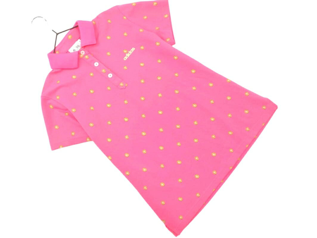 ネコポスOK adidas アディダス ゴルフ カノコ 総柄 ポロシャツ sizeM/ピンク ■◆ ☆ fga8 レディース【USED】【中古】【古着】【ブランド古着買取・販売ABJ】