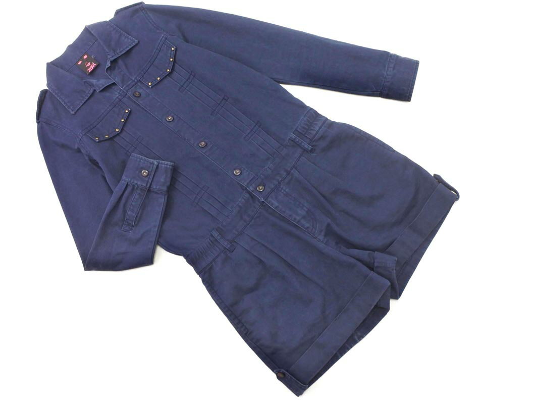 X-girl エックスガール スタッズ タック オールインワン size1/紺 ◇■ ☆ fjc1 レディース【USED】【中古】【古着】【ブランド古着買取・販売ABJ】