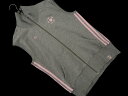 adidas アディダス スウェット ロゴ スタンドカラー ジップアップ ベスト sizeL/グレーxピンク ■◇ ☆ fgb8 レディース【USED】【中古】...