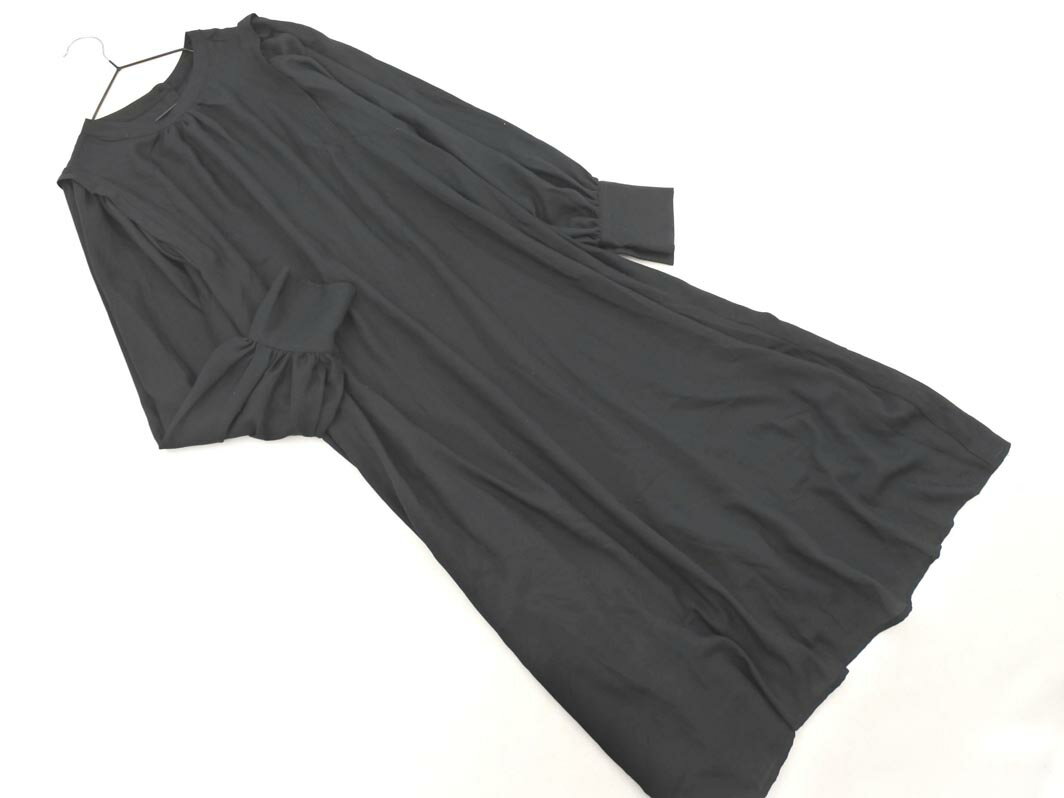 BONLECILL ボンルシール バンドカラー ボリュームスリーブ ロング シャツ ワンピース sizeF/黒 ◇■ ☆ fkc5 レディース【USED】【中古】【古着】【ブランド古着買取・販売ABJ】