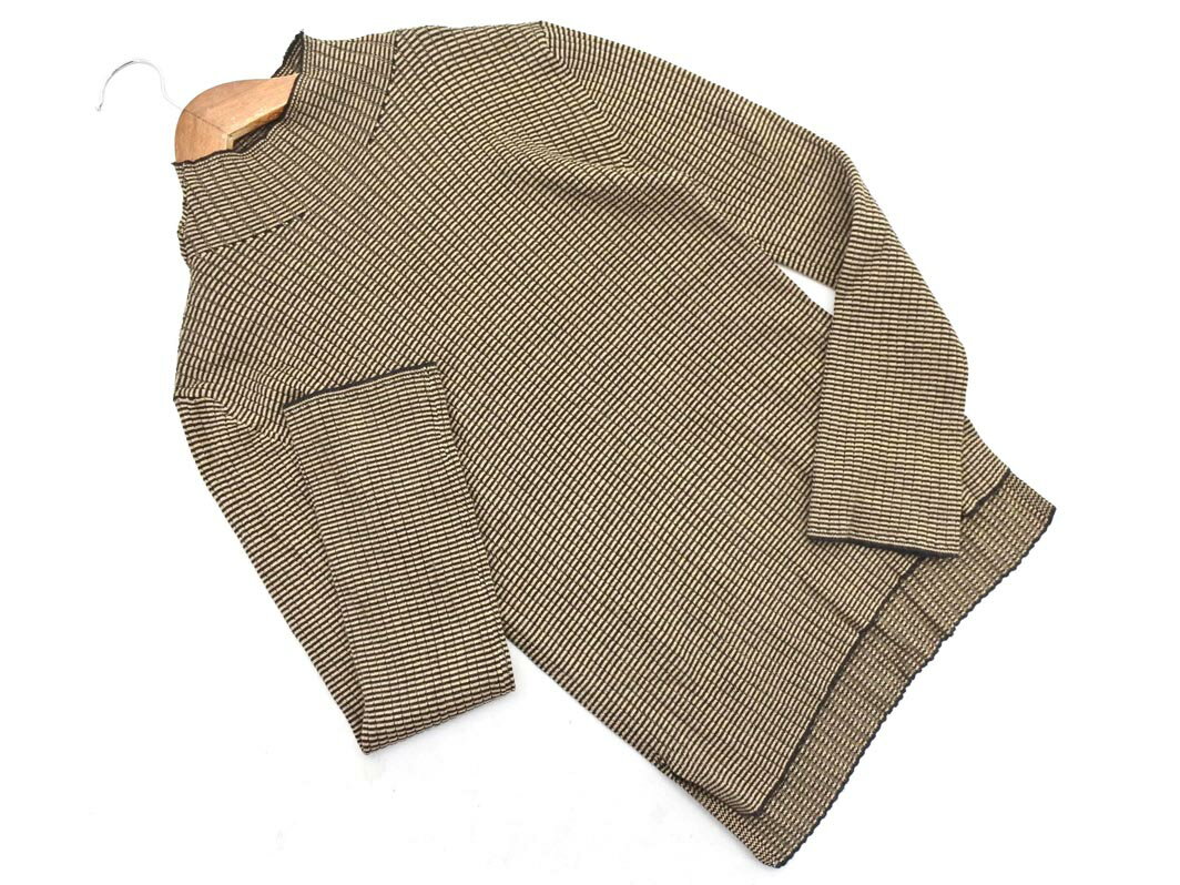 LAKOLE ラコレ モックネック ボーダー リブ ニット セーター sizeM/ベージュx黒 ◇■ ☆ fkb2 レディース..