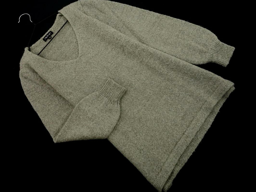 INDIVI インディヴィ Vネック ニット セーター size38/グレー ◇■ ☆ eka7 レディース【USED】【中古】【古着】【ブランド古着買取・販売ABJ】