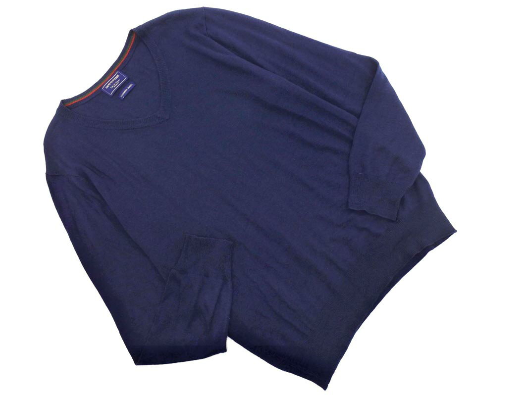 ネコポスOK nano universe ナノユニバース ウール混 Vネック ニット セーター sizeL/紺 ◇■ ☆ fia3 メンズ【USED】【中古】【古着】【ブランド古着買取・販売ABJ】