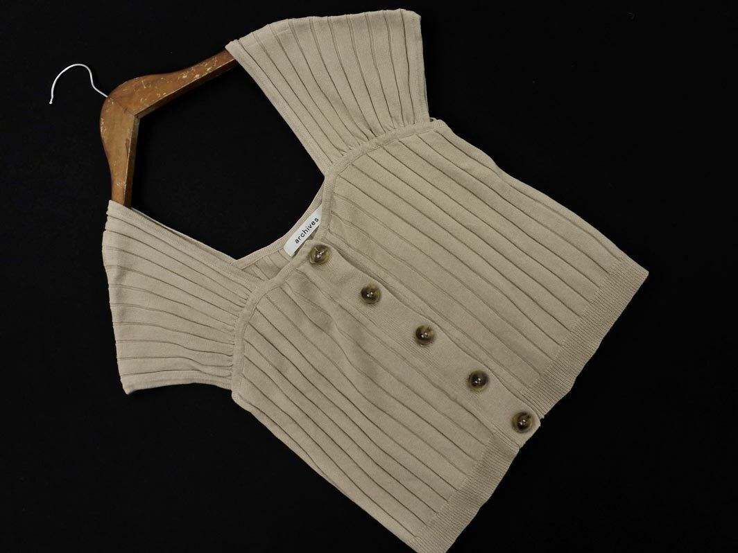 archives アルシーヴ ニット カットソー sizeM/ベージュ ■◇ ☆ fbb3 レディース【USED】【中古】【古着】【ブランド古着買取・販売ABJ】