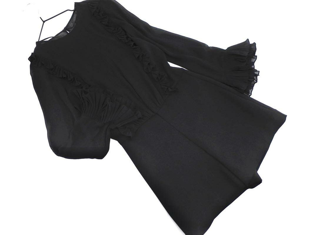 ネコポスOK 新品 ZARA TRF ザラ トラファ シフォン フリル オールインワン sizeXS/黒 ■◇ ☆ fcc1 レディース【USED】【中古】【古着】【ブランド古着買取・販売ABJ】
