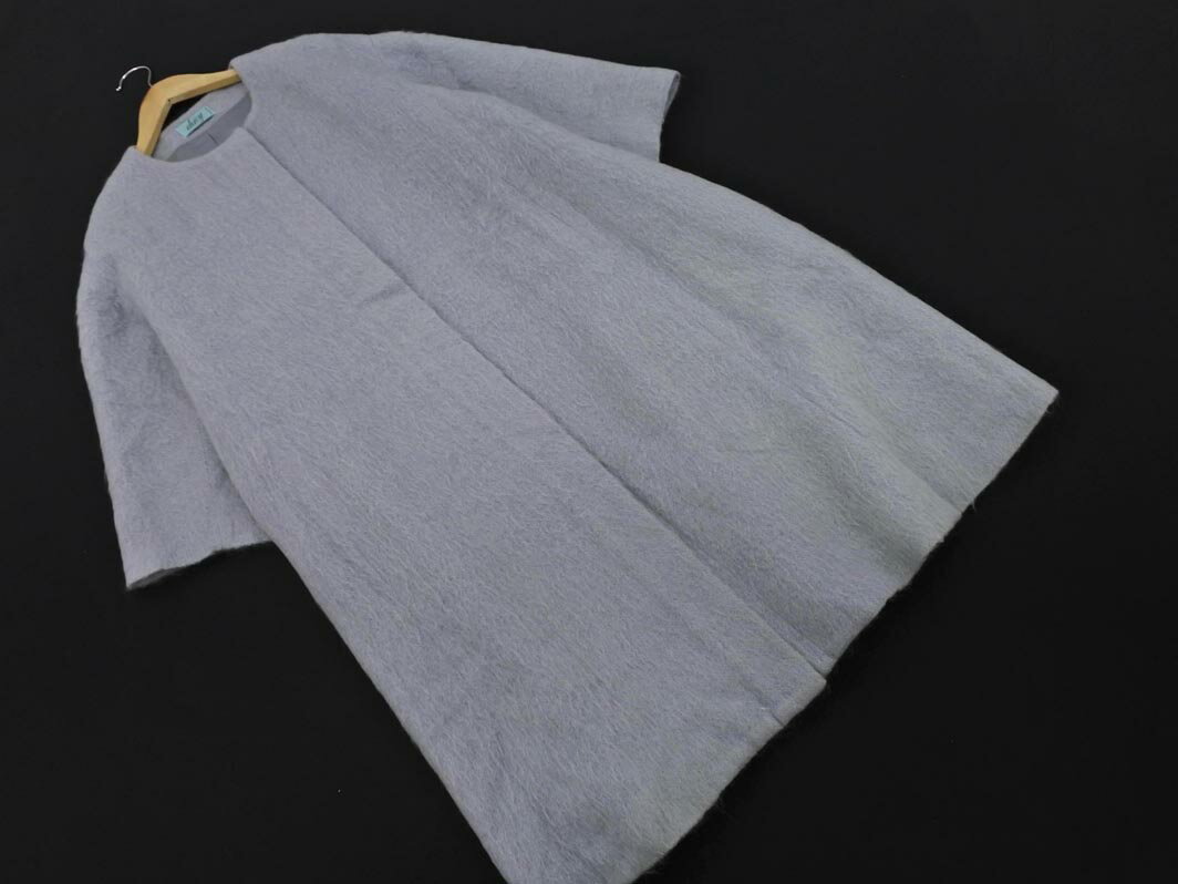 DEICY デイシー モヘア混 ノーカラー コート sizeF/グレー ◇■ ☆ fba4 レディース【USED】【中古】【古着】【ブランド古着買取・販売ABJ】