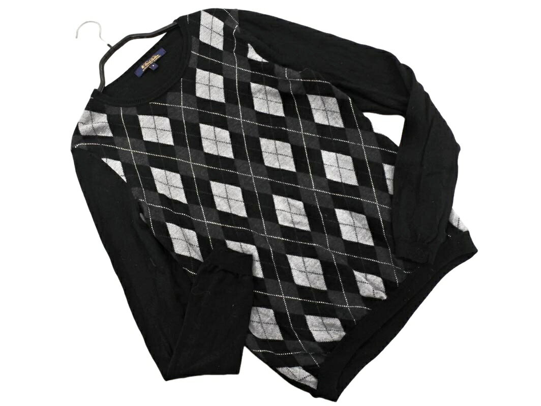 BROOKS BROTHERS ブルックスブラザーズ ウール100% アーガイル ニット セーター sizeS/黒 ◇■ ☆ fkc0 メ..