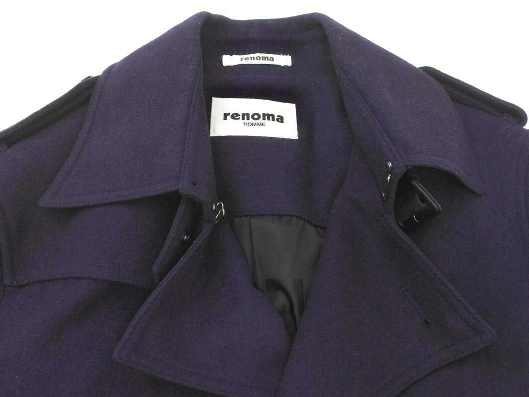 renoma レノマ HOMME ウール混 トレンチ コート sizeL/濃紺 ◇■ ☆ fka4 メンズ【USED】【中古】【古着】【ブランド古着買取・販売ABJ】