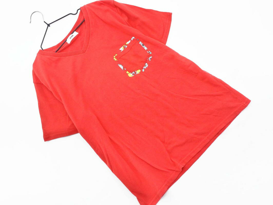 ネコポスOK RCWB ロデオクラウンズワイドボール ポケット Tシャツ sizeF/赤 ■◆ ☆ fea2 レディース【USED】【中古】【古着】【ブランド古着買取・販売ABJ】