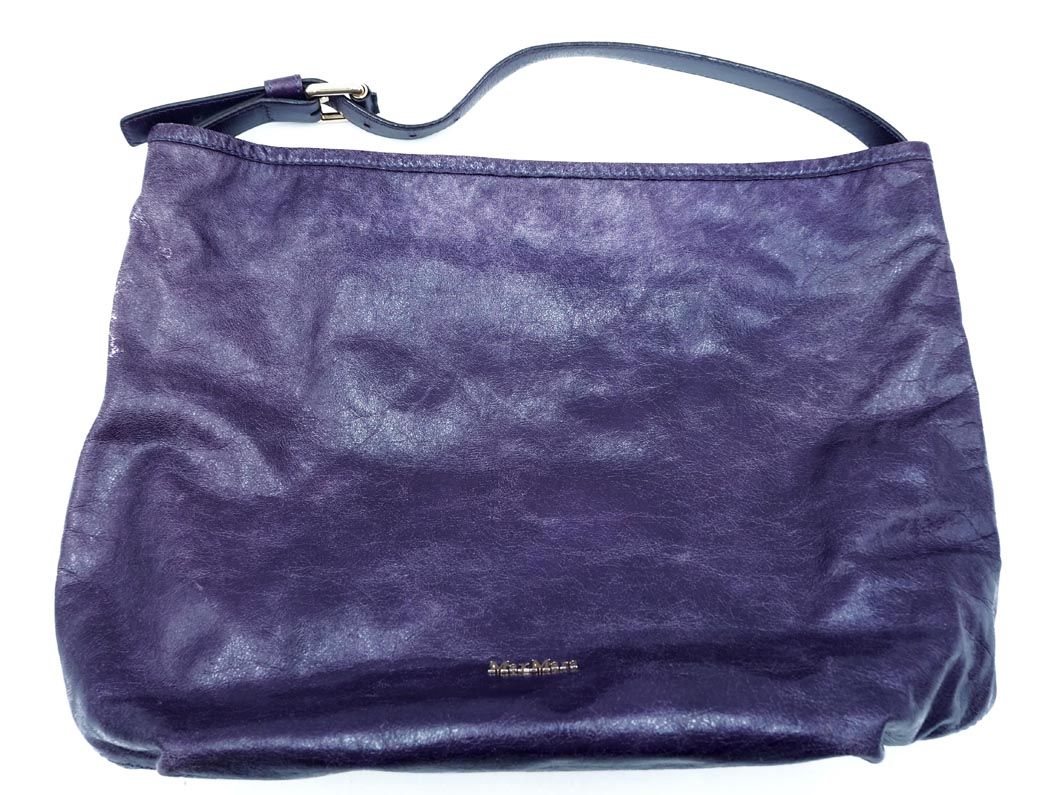 Max Mara マックスマーラ 牛革 レザー セミショルダー バッグ 紫 ■■ ☆ eac2 レディース【USED】【中古】【古着】【ブランド古着買取・販売ABJ】