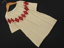 SCAPA スキャパ シルク混 アーガイル 半袖 サマー ニット セーター size38/ベージュ ■◆ ☆ ffa9 レディース【USED】【中古】【古着】【...