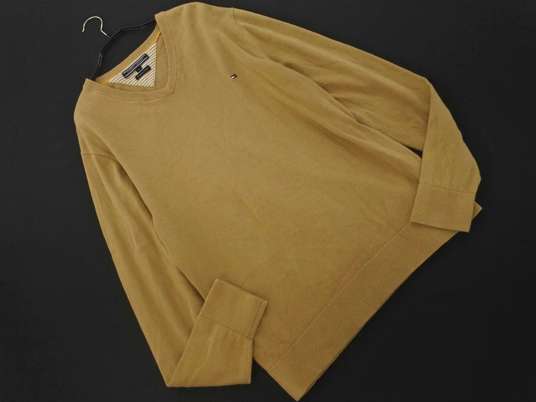 TOMMY HILFIGER トミーヒルフィガー Vネック ニット セーター sizeM/ベージュ ◇■ ☆ fhd0 メンズ【USED】【中古】【古着】【ブランド古着買取・販売ABJ】