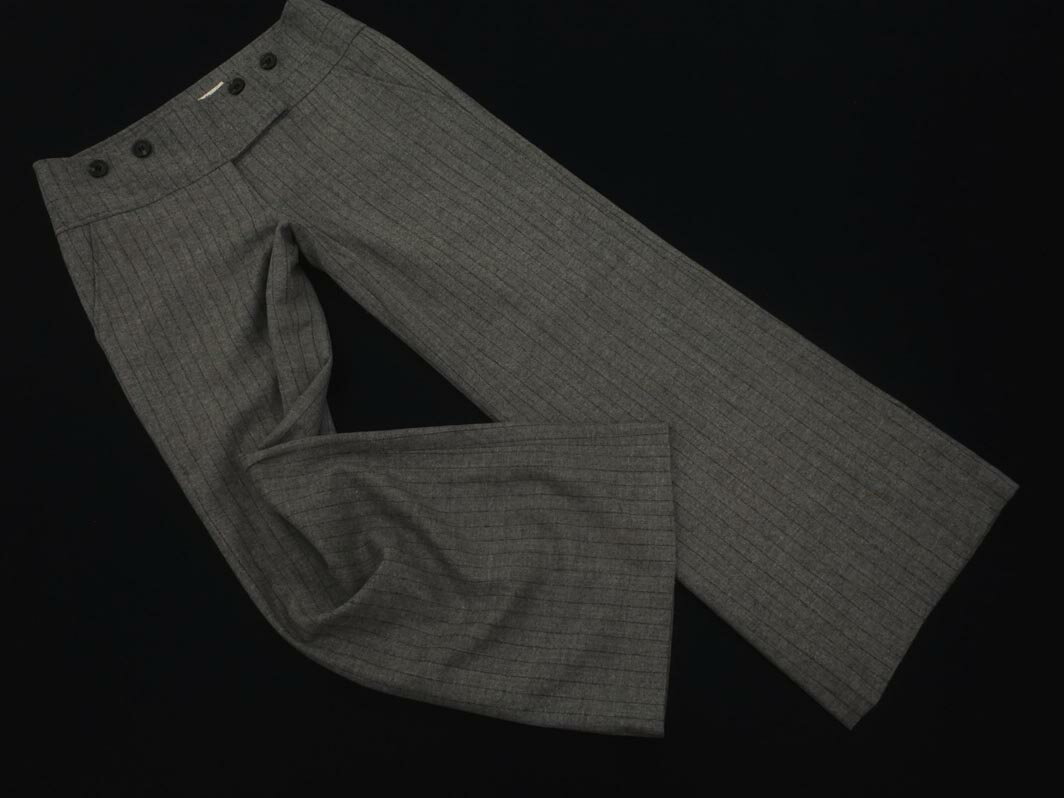 SHIPS シップス ウール混 ストライプ ワイド パンツ sizeM/グレー ◇■ ☆ fka4 レディース【USED】【中古】【古着】【ブランド古着買取・販売ABJ】
