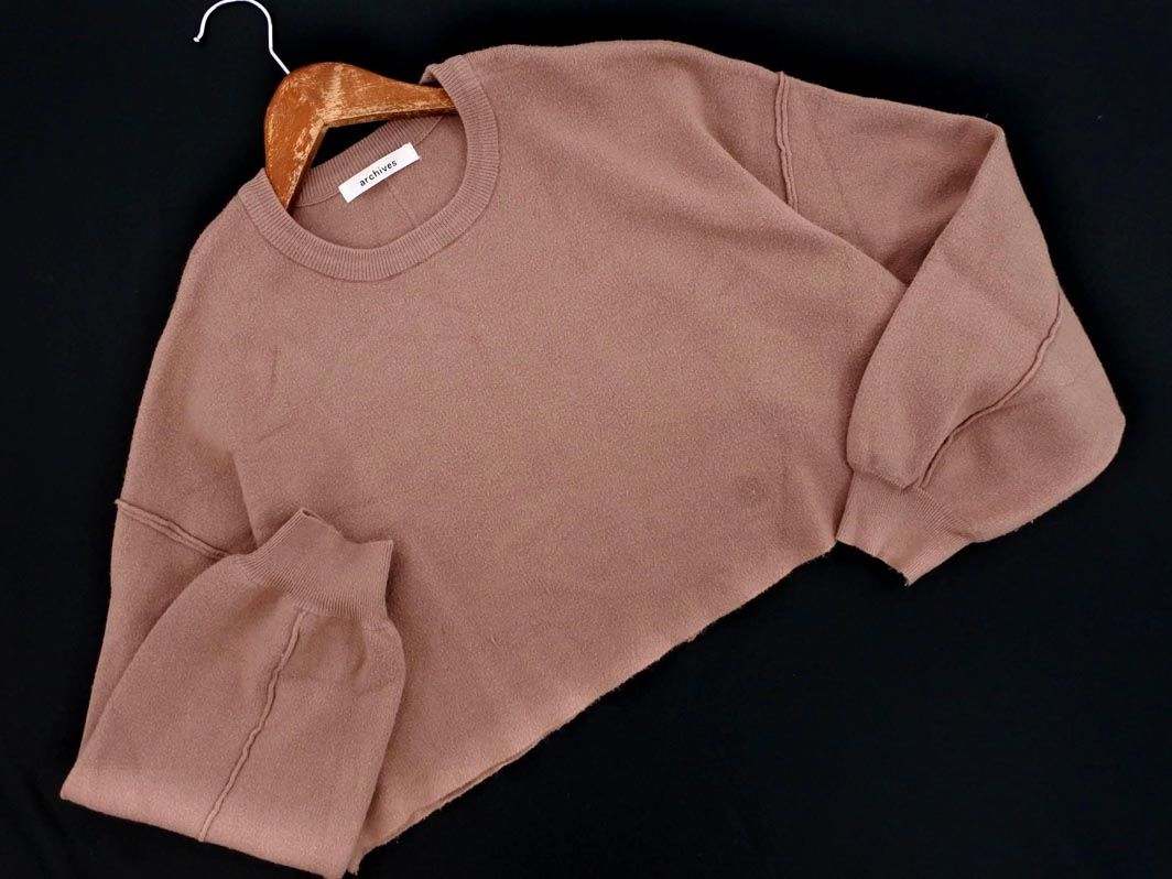 archives アルシーヴ ショート丈 ニット セーター sizeM/ピンクベージュ ◇■ ☆ eia9 レディース【USED】【中古】【古着】【ブランド古着買取・販売ABJ】