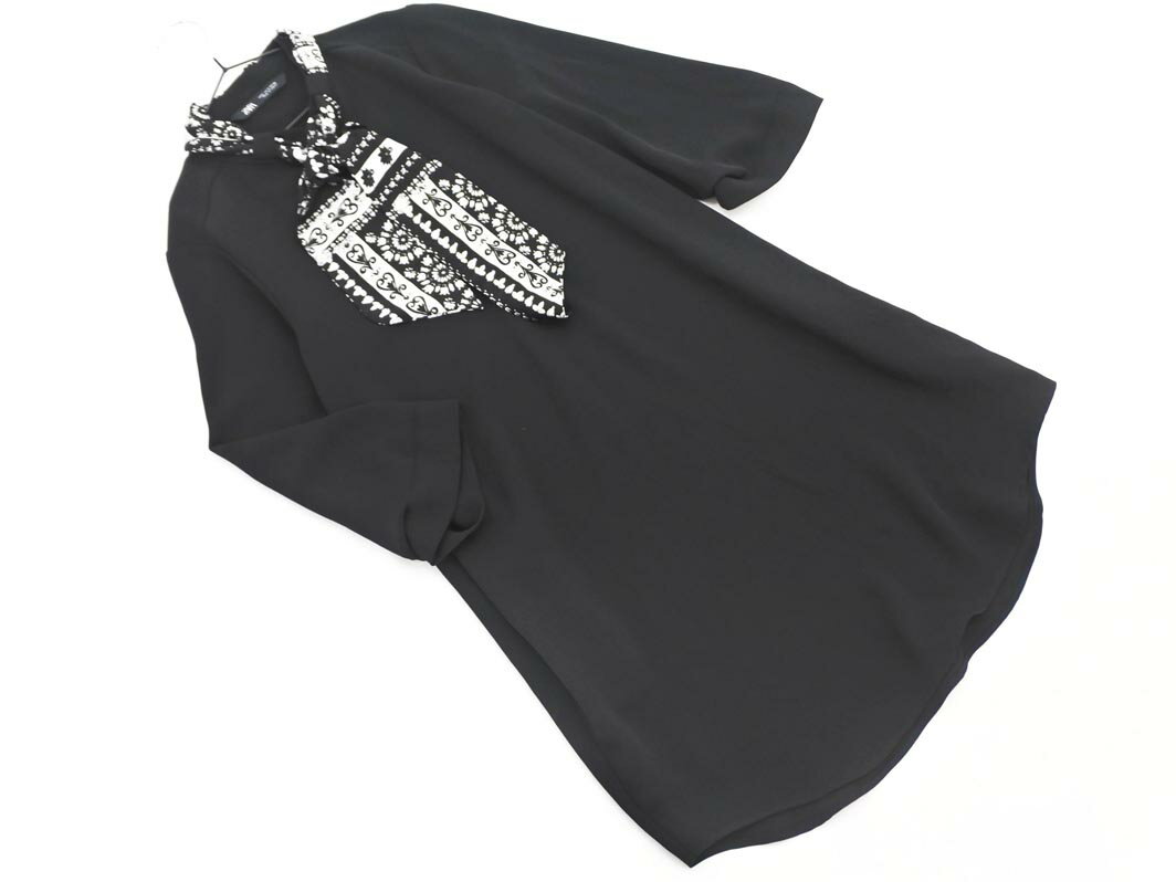ZARA ザラ スカーフ付き Iライン ワンピース sizeS/黒 ◇■ ☆ fhd0 レディース【USED】【中古】【古着】【ブランド古着買取・販売ABJ】
